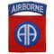 U.S. Army 82nd Airborne Patch Blue &#x26; Red 3&#x22;
